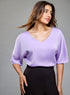 VNeck Flared Sleeve Lavender Satin Top