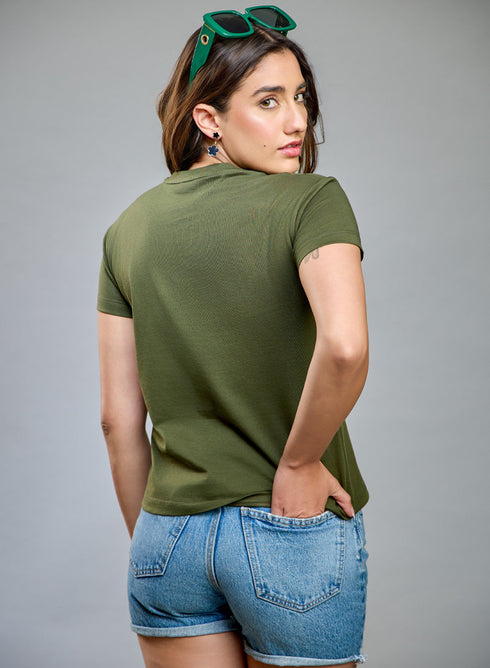 Green Basic Crew Neck T-shirt
