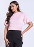 Flared Chiffon Collared Pink Top