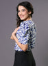 Blue Floral Printed Front Knot Top