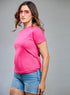 Hot Pink Basic Crew Neck T-shirt