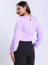 Long Sleeve Round Neck Lavender Satin Top