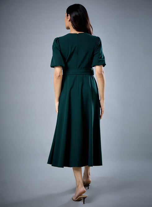 Sleeve Pleat Detailed A Line Dress