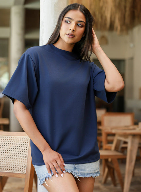 Oversized Back Floral Printed T-Shirt