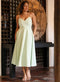 Deep V Neck Cotton Midi Dress Mint