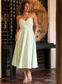 Deep V Neck Cotton Midi Dress Mint