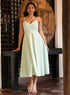 Deep V Neck Cotton Midi Dress Mint