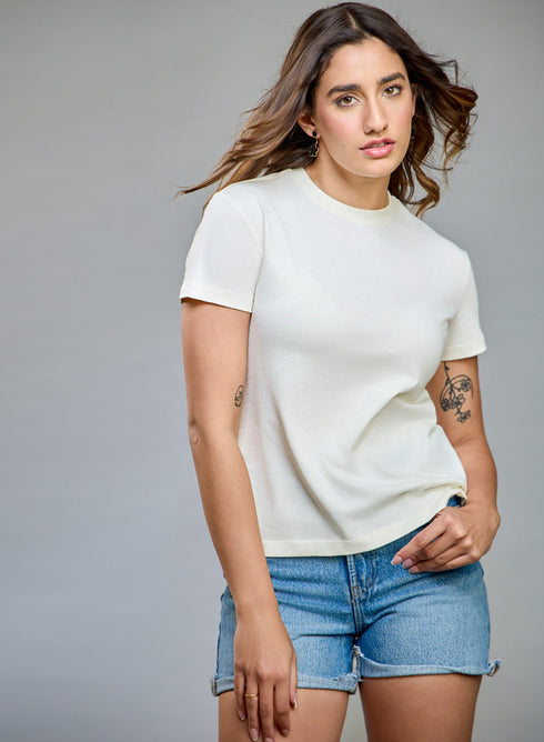 White Basic Crew Neck T-shirt