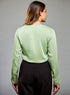 Satin Deep VNeck Light Green Top