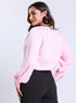 Long Sleeve Cowl Neck Pink Satin Top