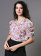 Pink Floral Printed Front Knot Top