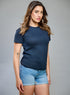 Dark Blue Basic Crew Neck T-shirt