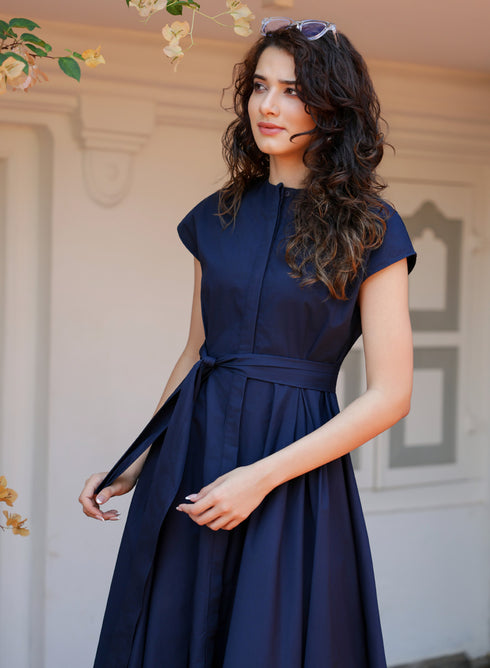 Slip-On Cotton Dress with a Belt