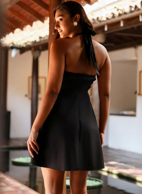 Halter Neck Cotton Mini Dress