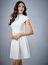 Short Sleeve Off White Belted Dress