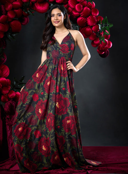 Deep V Neck Strappy Summer Dress