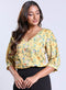 Printed Satin V Neck Top