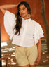 Frilled Cotton Shirt Top White