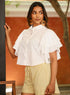Frilled Cotton Shirt Top White