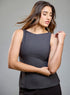 Straight Neck Sleeveless Grey Top