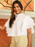 Frilled Cotton Shirt Top White