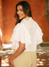 Frilled Cotton Shirt Top White