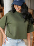 Oversized Crop Style Khaki Green T-Shirt