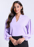 Long Sleeve VNeck Lavender Top