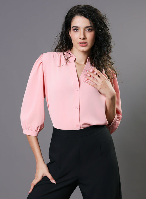 Classic Plain Pink Chiffon Top