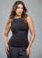Straight Neck Sleeveless Black Top