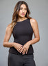 Straight Neck Sleeveless Black Top
