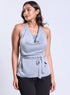 Cowl Neck Light Grey Satin Top