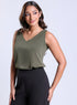 Sleeveless Vneck Chiffon Dark Green Top