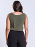 Sleeveless Vneck Chiffon Dark Green Top