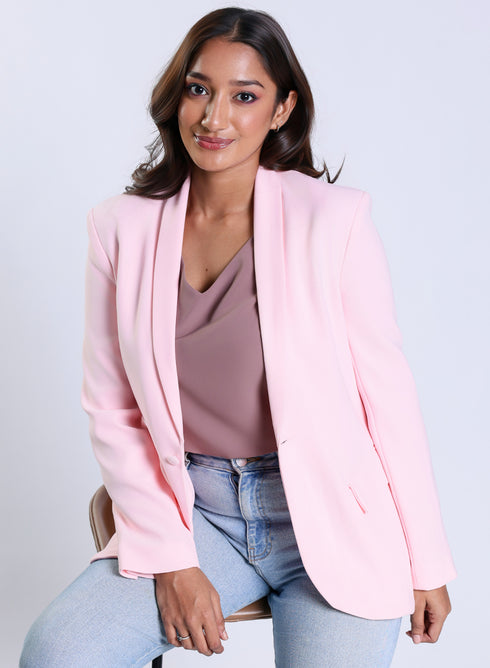 Over Sized Formal Blazer- Pastel Pink