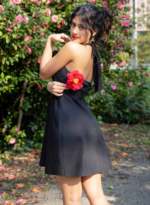 Halter Neck Cotton Mini Dress