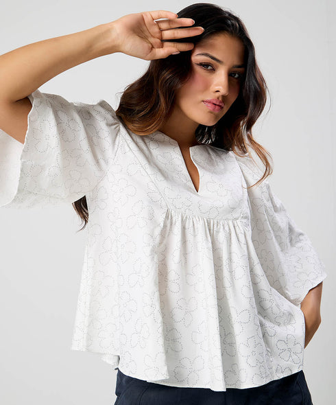 Vneck Flared Sleeve Baggy Top