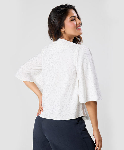 Vneck Flared Sleeve Baggy Top