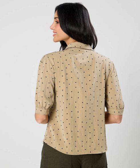 Lapel Detailed Ditsy Floral Top