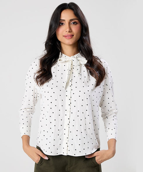 Bow Ditsy Floral Long Sleeve Top