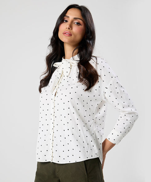 Bow Ditsy Floral Long Sleeve Top