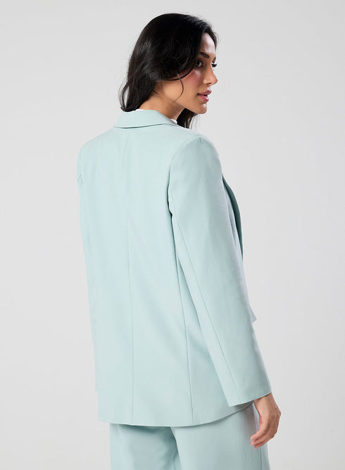 Light Green Pointed Label Collared Blazer