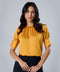 Half Sleeve Neck Gathered Chiffon Top