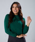 Neck Tie Long Sleeve Green Chiffon Top