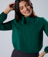 Neck Tie Long Sleeve Green Chiffon Top