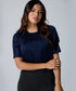 Half Sleeve Neck Gathered Blue Top