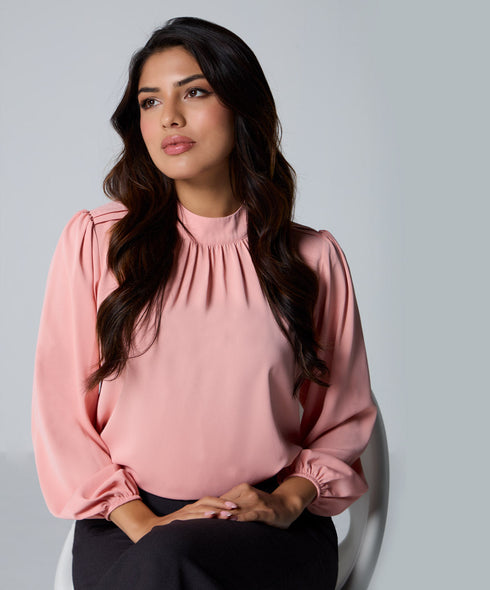 Double Frilled Long Sleeve Pink Top