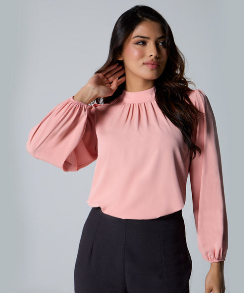 Double Frilled Long Sleeve Pink Top