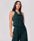Halter Neck Buttoned Dark Green Top