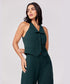 Halter Neck Buttoned Dark Green Top